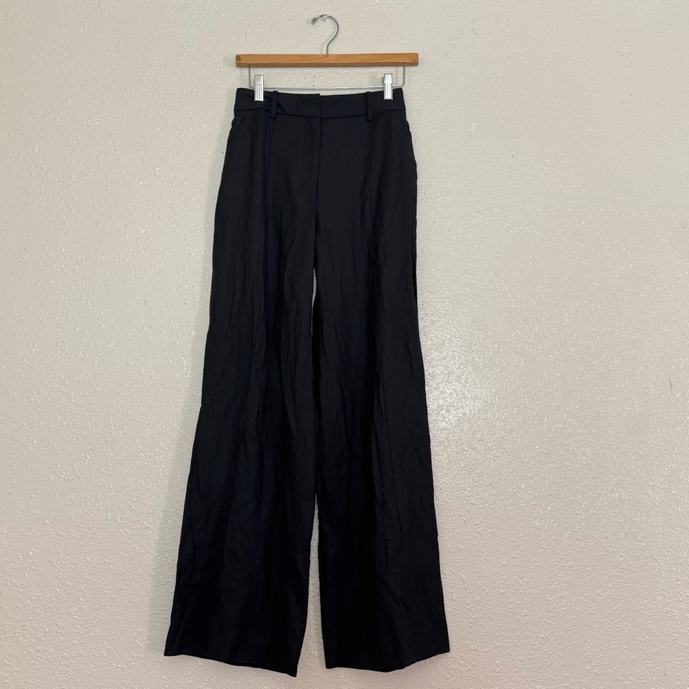 Attersee Black Wide Leg Trouser Pants Linen Blend - Picture 2 of 11